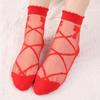 Women Sheer Mesh Glass Transparent Ankle Socks Lady Fashion Bowknot Knit Frill Trim Girls Spring Summer Short Socks