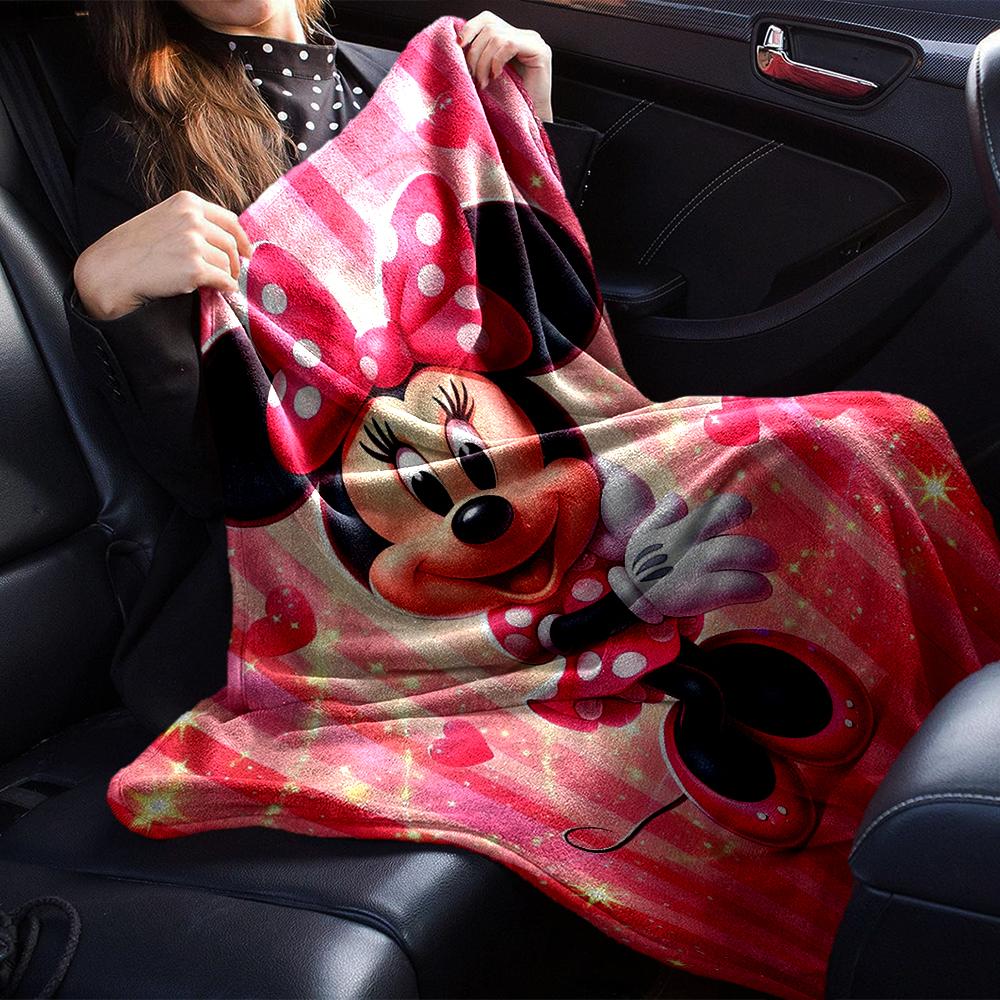 Pink Minnie Mouse Love Blanket Soft Throw Blanket For Home Bedroom Bed Sofa Travel Office Solid Christmas Blanket