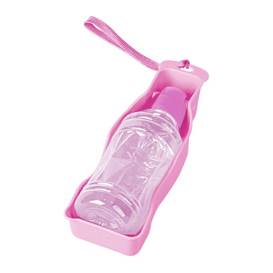 

220 мл Поилка для питомцев Непротекаемая Портативный дизайн Съемный шнурок Бутылка для воды розовый