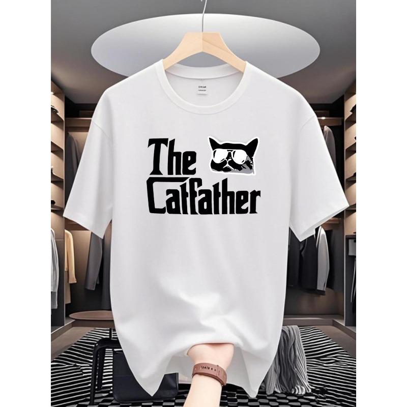 European sizes This Summer, Check Out The Trendy Men'S Short-Sleeve Crew Neck Tee Featuring a Digital Print of The Cool 'The Catfather' Design