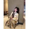 Women's Avocado Green Retro College Style Long-Sleeve Shirt – Spring 2026 Casual Layering Top