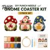 Gnome Punch Needle Coaster Kit Kit, DIY Craft Set with Pre-Printed Fabric for Adults Yarn Hoop Felt Backings, Embroidery Beginners And