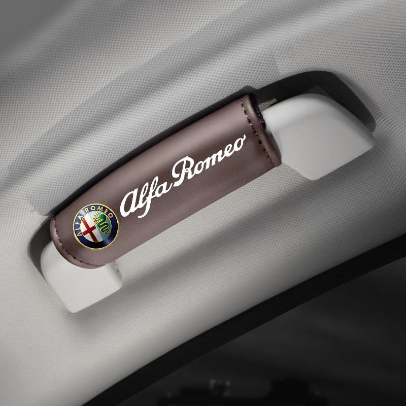 For Alfa Romeo Giulia Stelvio Giulietta 156 159 147 Mito Leather Car Roof Armrest Pull Cover Handle Gloves Protection Accessorie