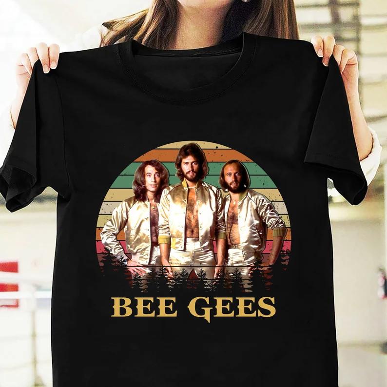 

Футболка группы Bee Gees Черная Хлопок Короткий рукав Все размеры S-345XL YY85 Унисекс Футболка S