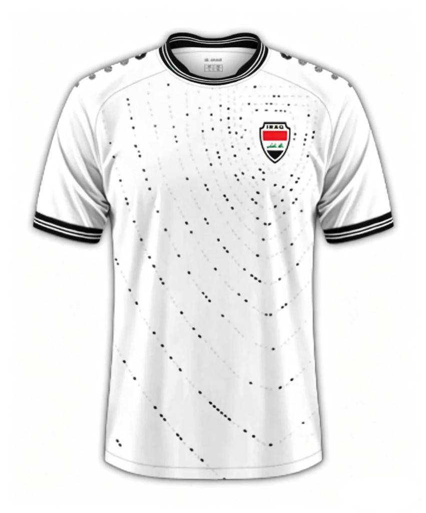 Iraq Style2026 Home and Away Football Jersey Kit, Green White Dotted Wave Pattern for Soccer Supporters, Streetwear & Match Day