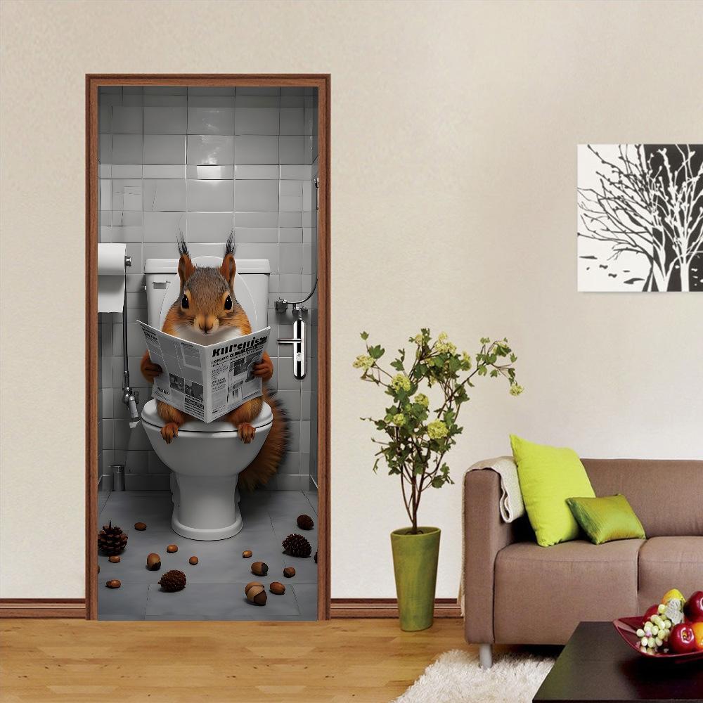 Fantastic Animal Self-Adhesive Wallpaper, Bedroom Self-Dipping 3D Door Sticker, Advanced Waterproof Door Frame Sticker