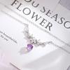 Women 925 Sterling Silver Wisteria Flower Natural Crystal Clavicle Necklace