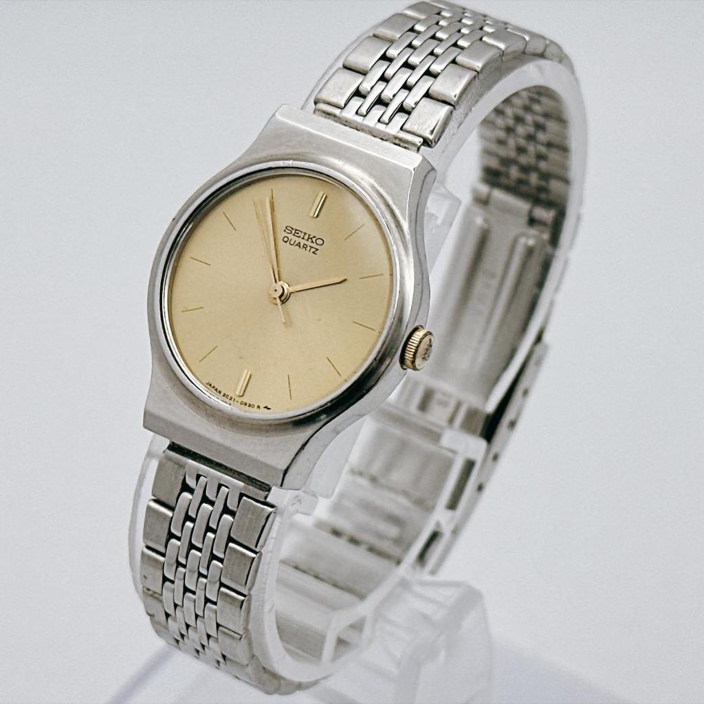 Used Vintage SEIKO ladies watch, gold dial, working/battery replaced