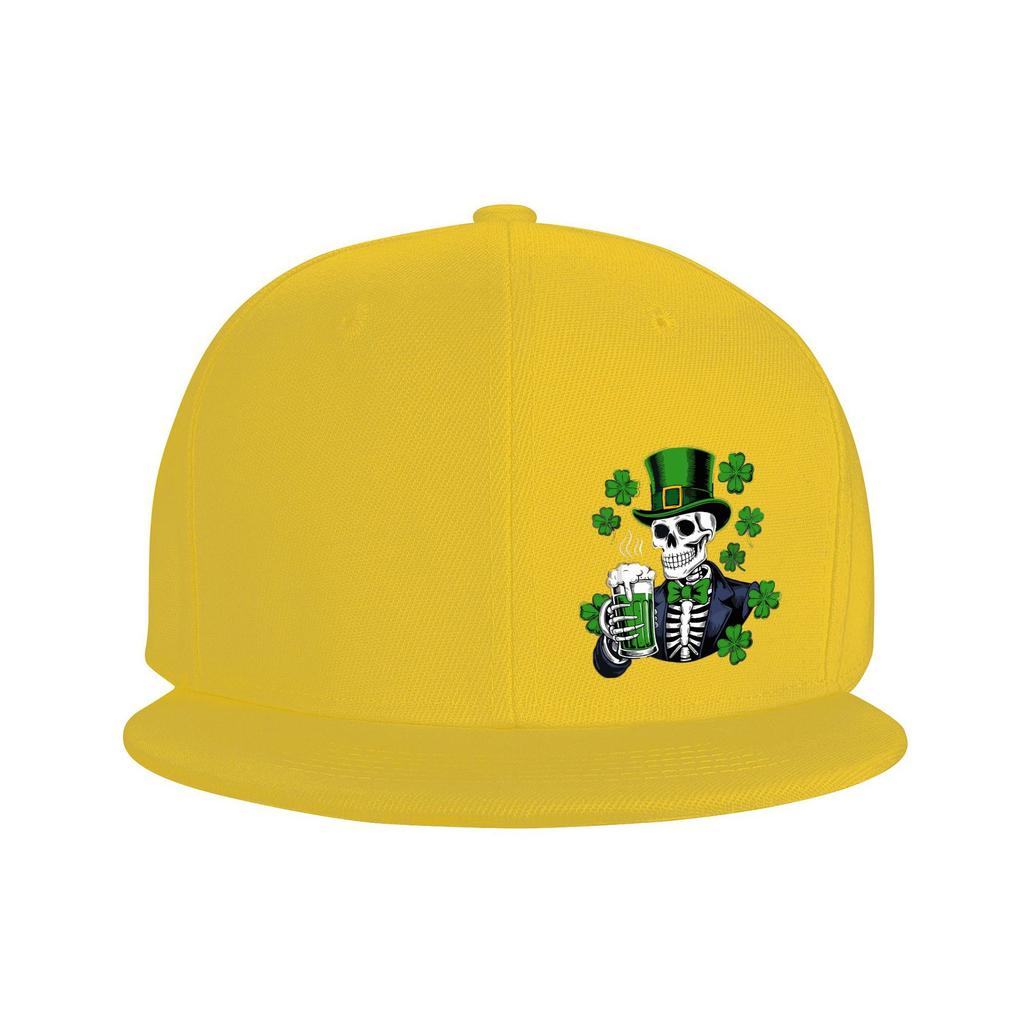 Skeleton Leprechaun Drinking Beer St Patricks Day Snapback Cap Adjustable Baseball Hat for Adults