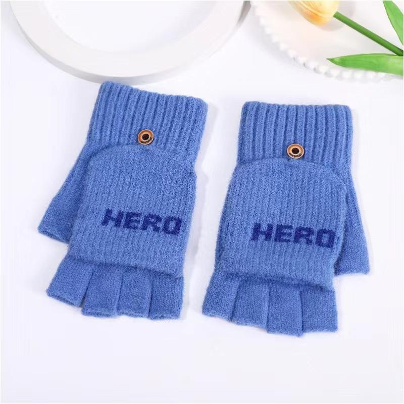 

Зимние мужские взрослые теплые антифризные перчатки Alpaca Hero Letters вязаные жаккардовые флип-перчатки
