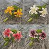 Long Pu Threehead Lily Artificial Flower Decor For Home And Photography Displays
