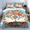 Romantic Swan Floral Decor Set Soft Comfortable Duvet Cover Bedding Set Included 1*Duvet Cover & 2*Pillowcases, Gift