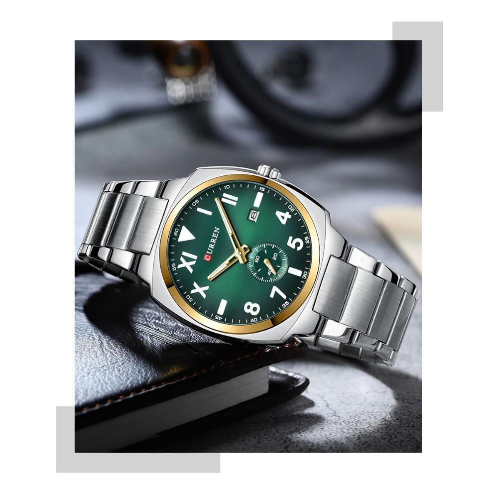 CURREN Fashion Men's Quartz Watch Independent Seconds Dial and Date-Day Stainless Steel Waterproof Luminous Wristwatches
