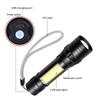 Rechargeable Flashlight 4 Modes High Brightness Metal Flashlight with COB Sidelight for Outdoor Camping Emergency