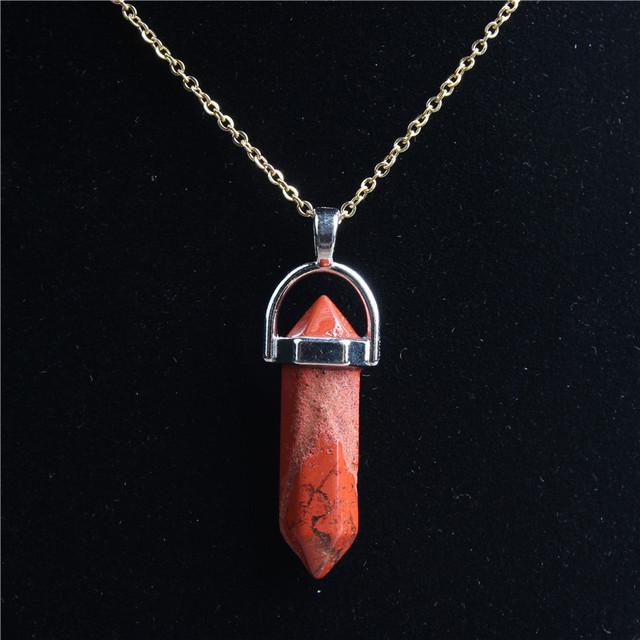 29 stil 42 cm colier din piatră de cristal naturală pilon hexagonal pandantiv cu lanț din aur din oțel inoxidabil pentru bijuterii diy bărbați și femei