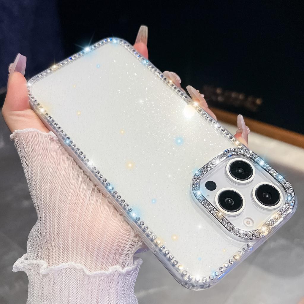 IMD Glitter Stars Plating Finger Ring Diamond Case For iPhone 17 Air 16 E 15 14 13 Pro Max Plus Rhinestone Clear Shockproof Capa