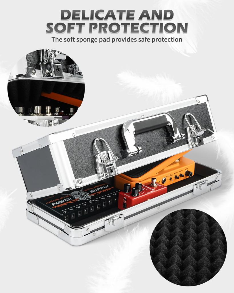 STRICH Mini Effects Pedal Case with Foam Reinforced 42 X 16 X 14 Cm 16-inch Shock-Absorbing Interior, Non-Slip, Edges, Compact,