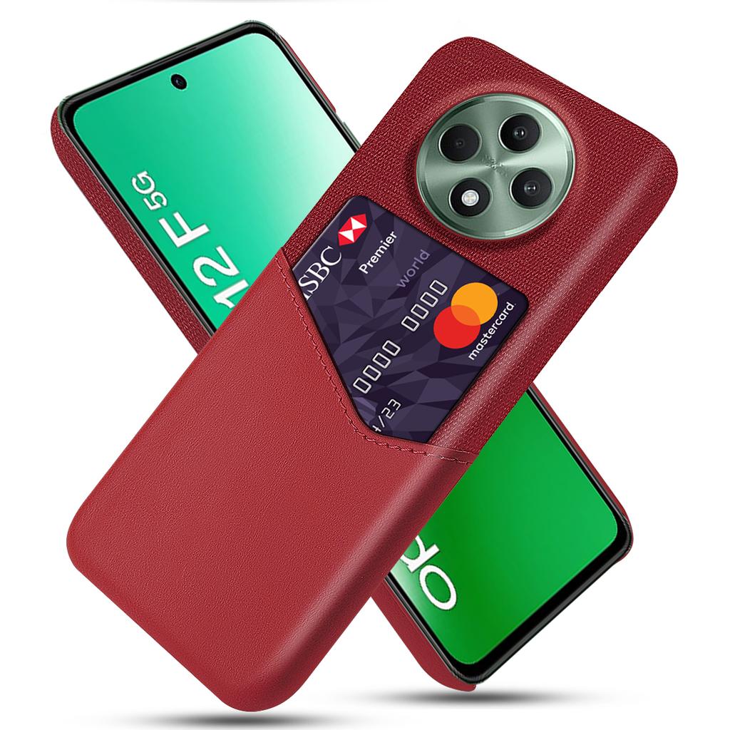 Für Oppo Reno12 F 5G Hülle Stofftextur PU-Leder Hartes PC Kartenfach Handyhülle