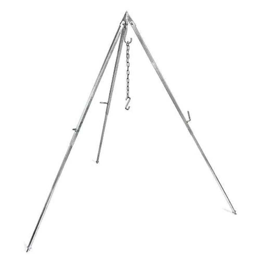 

Outdoor Cooking Tripod with Variable Length Chain for Hanging Barbeque Grates or Dutch Ovens Steel Camping Cook Stand with Adju срібний