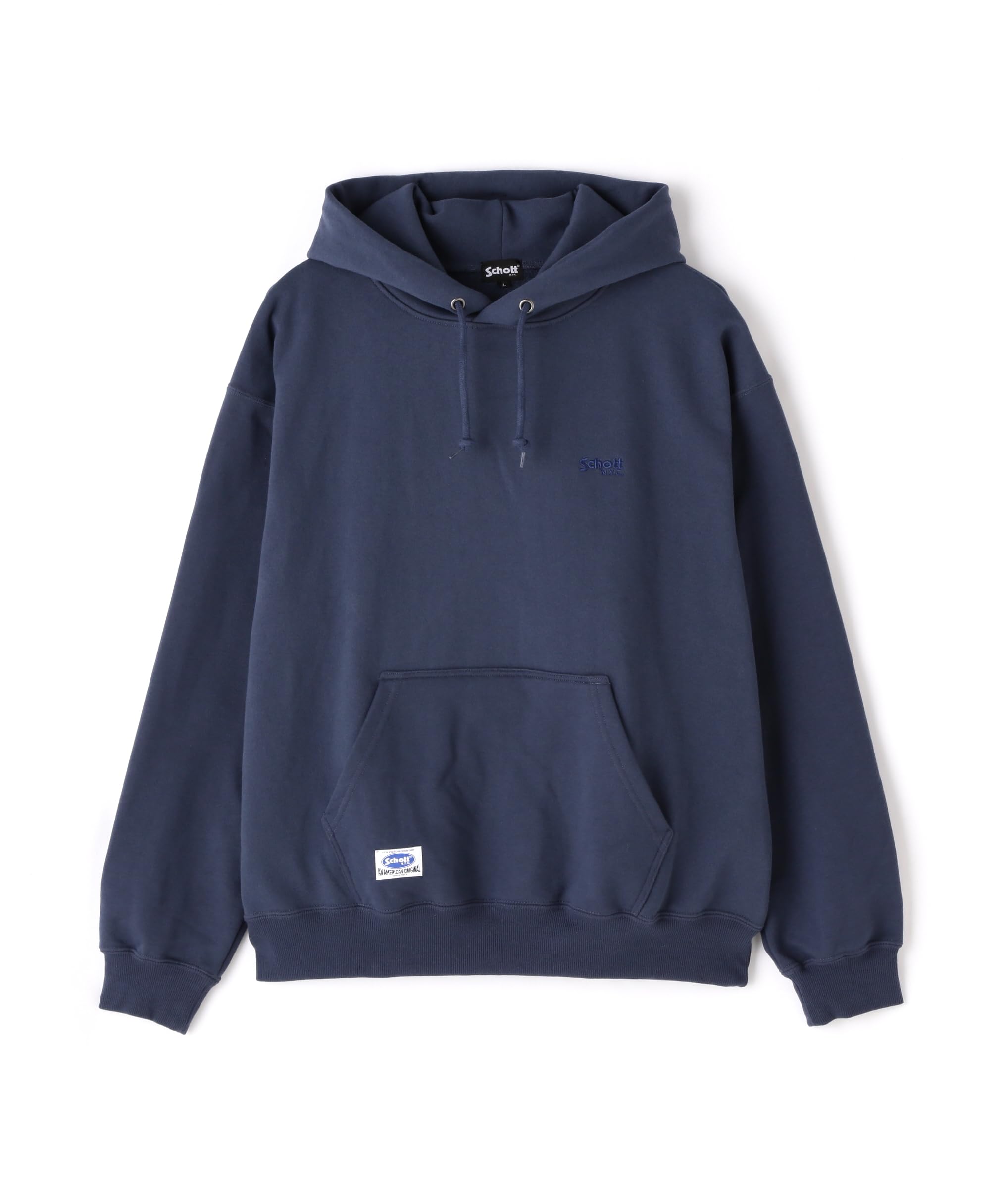 

Schott [WEB LIMITED] Oval Chenille Logo Hooded Sweatshirt, Men s Size M (782-3931002), Navy