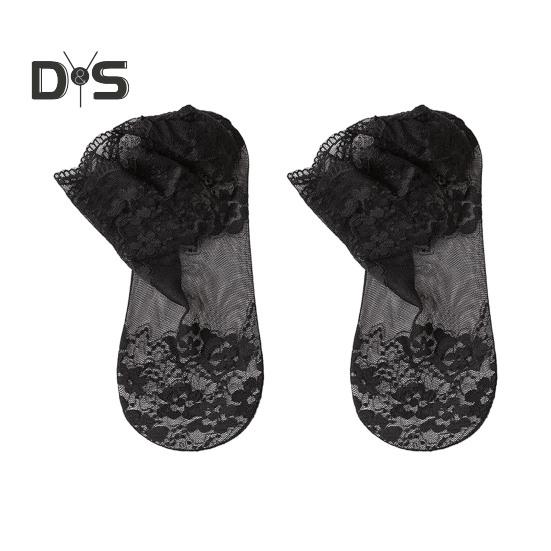 

Женские кружевные носки, сетчатые прозрачные цветочные кружевные носки до щиколотки, летние ультратонкие сетчатые оборчатые носки для девочек-подростков чёрный