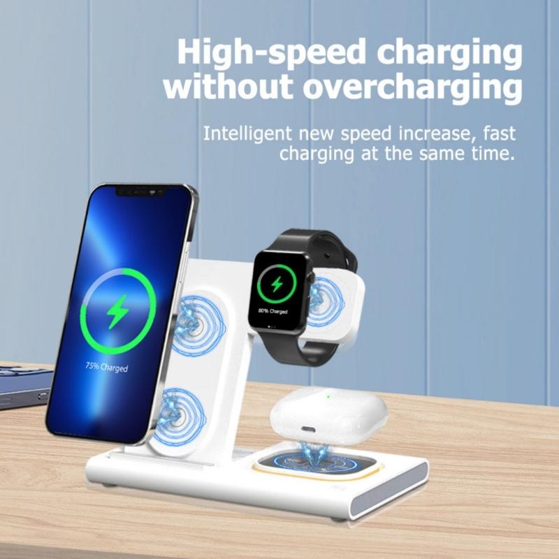 3 in 1 Wireless Charging Station for Phone 16 15 14 and Watch Series with Earphone Compatibility