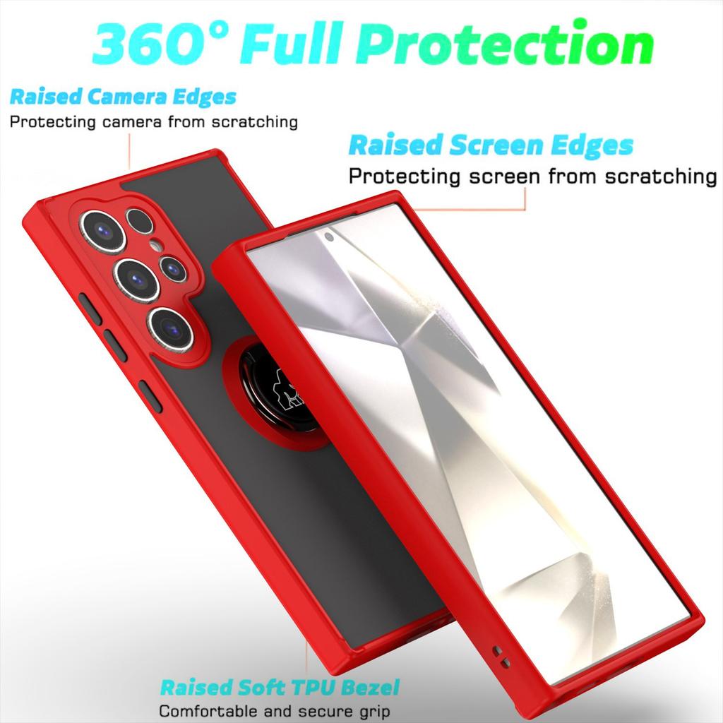 Anti-theft Acrylic Phone Case For Samsung Galaxy S26 Ultra S25 Edge S24 S23 FE S22 Plus Metal Magnetic Ring Stand Back Cover