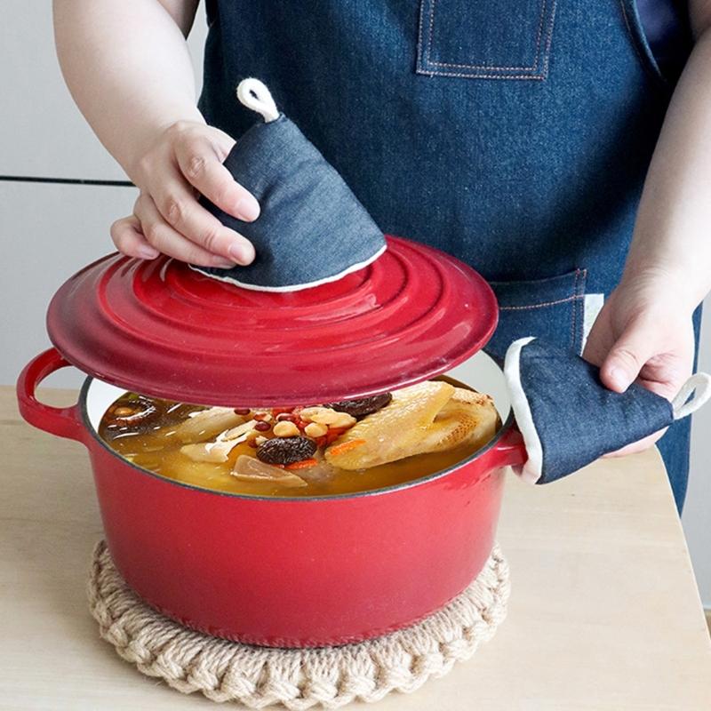 Heatproof Denims Triangular Pot Handle Cover Protectors Heat Insulated Skillets Pan Lid Grip Anti Scalding Oven Mitt
