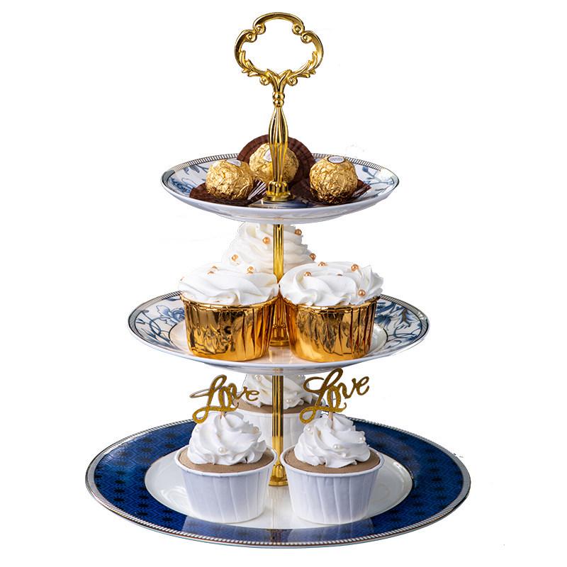 European Style Ceramic Dim Sum and Snack Cake Stand