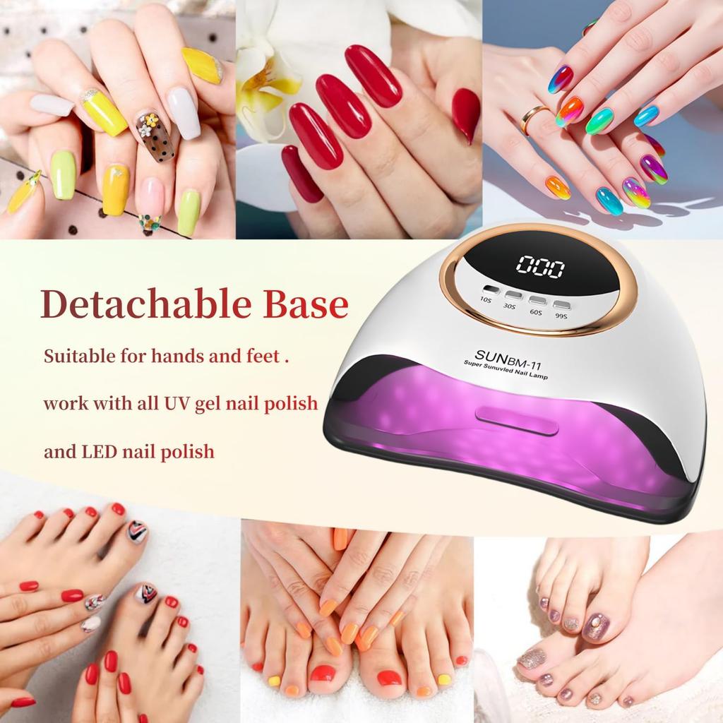 UV LED Nail Lamp 280W, 66 Beads, Auto Sensor, 4 Timer Settings, Fast Curing Gel Polish Dryer for Fingernails & Toenails