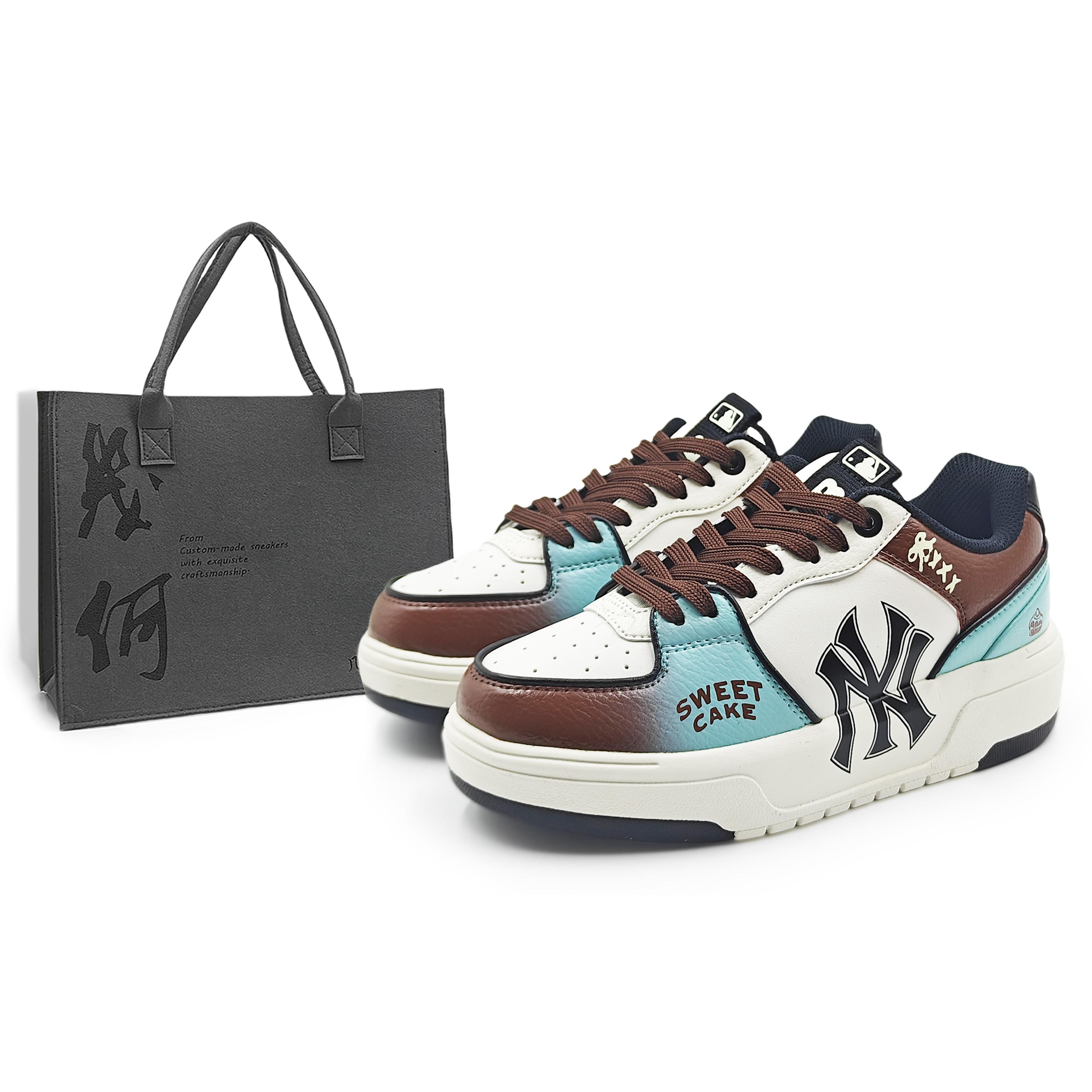 

MLB Chunky Liner Abrasion Resistant Low top Skateboard Shoes Unisex Brown Blue 3ASXCA12N-50WHS(Team1284-1S) 37.5