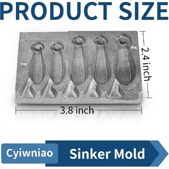 Sinker Mold 1.2.3-Ounce with 5 Cavities Fishing Weight Molds Sinker Molds for Fishing Fishing Casting