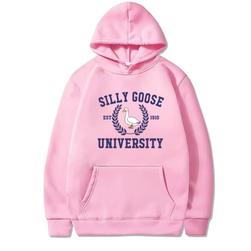 2025 New Funny Silly Goose University Printed Hoodies Unisex Harajuku Fashion Pullovers Men Women Casual Long Sleeve Sweatshirt