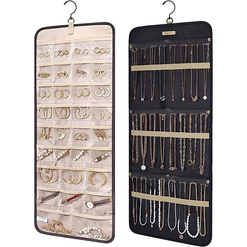 Double-Sided Hanging Jewelry Bag for Anti-Oxidation Storage of Earrings, Necklaces, and Rings