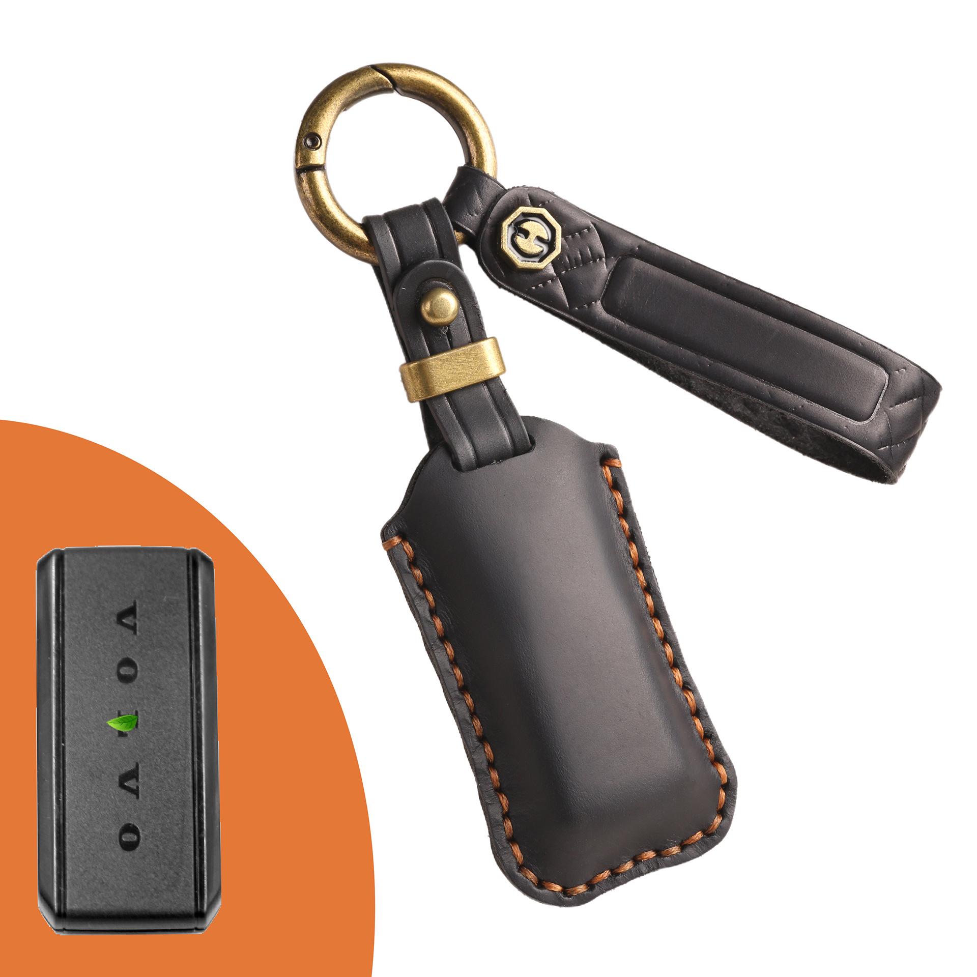 

Кожаный чехол для ключа в стиле ретро ручной работы для Volvo XC60, S90, XC90, V90, V60, XC40 чёрный