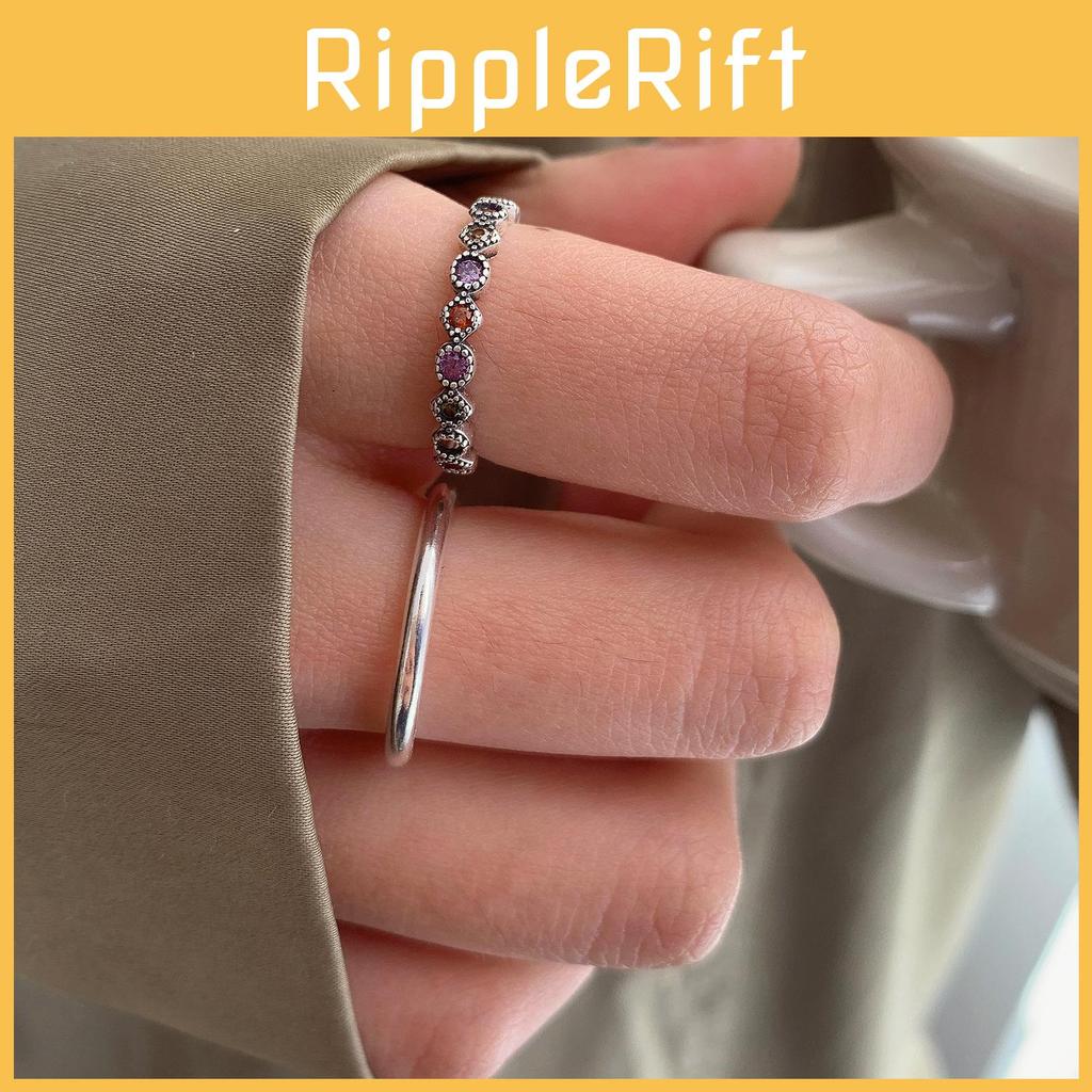 Stunning S925 Silver Vintage Rainbow Zircon Open Ring For Women With Unique Design