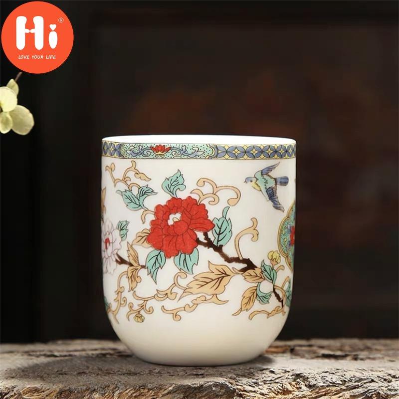 Hi 170ml Porcelain Tea Cup Ceramic Coffee Cup Handmade Water Cup Office Drinkware Blue White