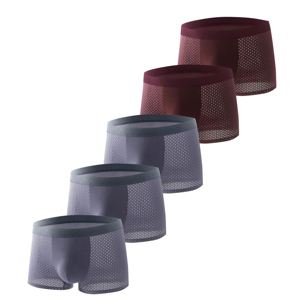 New Men's Ice Silk Seamless Mesh Boxer Briefs - Ultra-Thin, Comfortable, and Breathable.