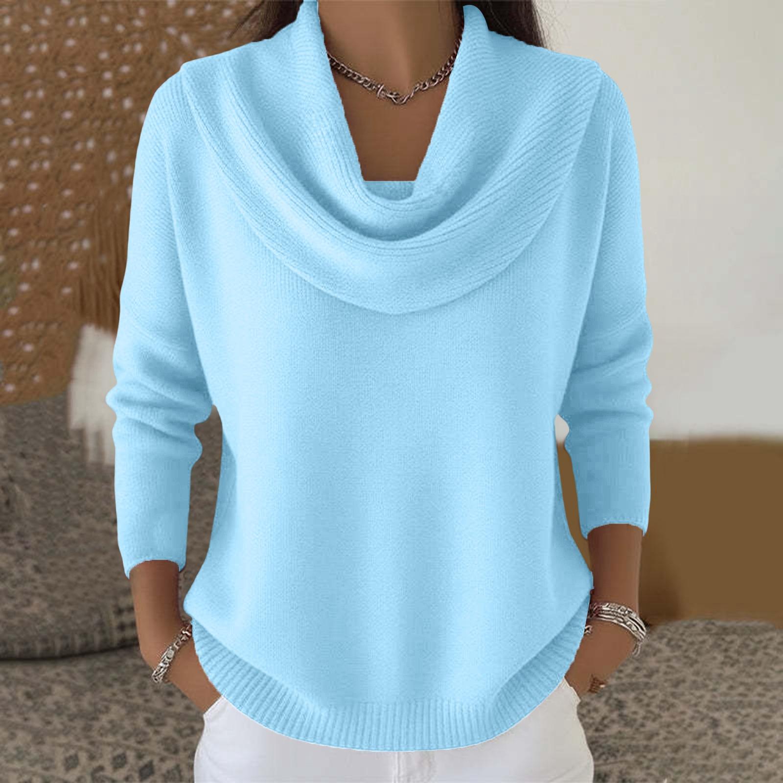 

Women s Casual And Fashionable Round Neck Long Sleeved Knitted Solid Color Top Sweater XL