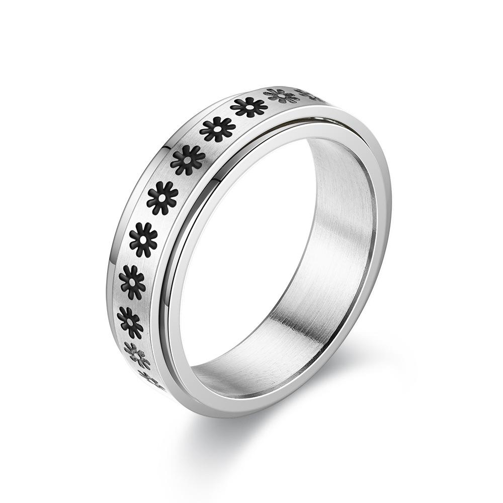 European & American Titanium Steel Moon & Star Rotating Couple Ring Set