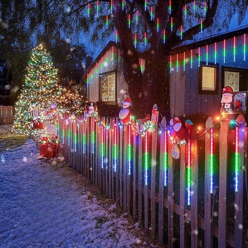 Solar Meteor Shower LED String Lights, Outdoor Waterproof Fairy Garland Lights for Christmas, Wedding, New Year, Home Garden Decor