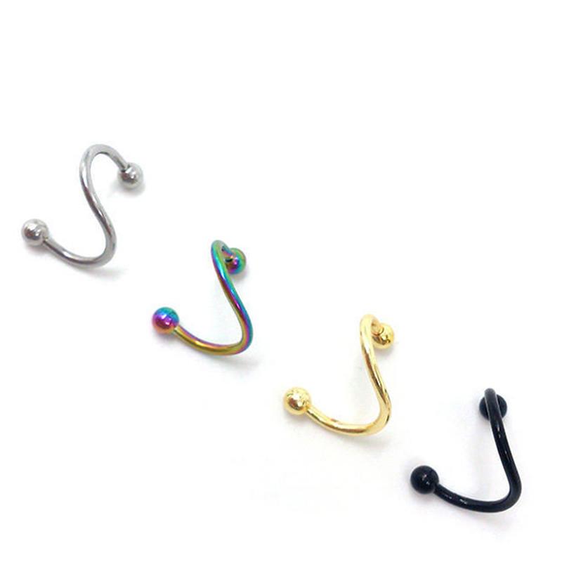 Edelstahl S-förmige Stecker: Bunter Nasen-, Zungen- & Lippenpiercingschmuck