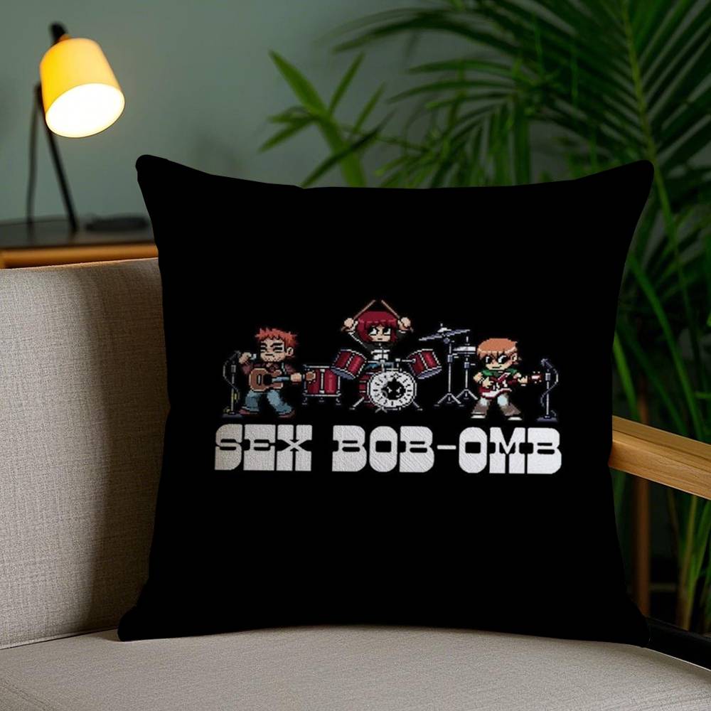 Cartoon S-Scott P-Pilgrim Pillow Case Sofa Short Plush Double-sided HD Printing Room Home Office Gift Cushion Cover