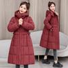 2025 winter new waist medium and long knee cotton-padded clothes fashion thin cotton clothes hooded jacket tide
