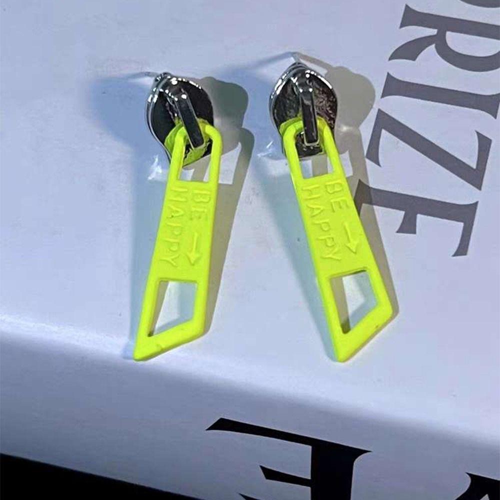 

Zinc Zinc Alloy Women Drop Earrings Girl Punk Earrings Zipper Shape Earrings Korean Style Dangle Earrings