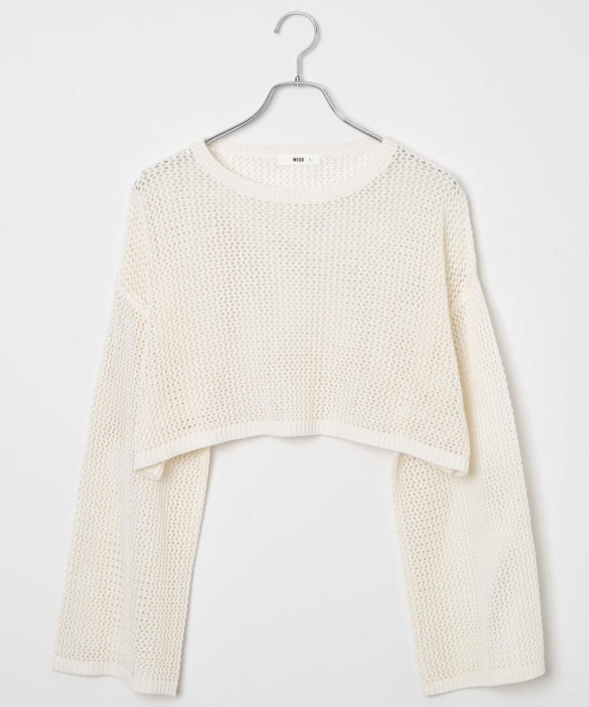 WEGO Short Mesh Knit Long Short Korean Size White Pullover, Sleeve, Top, Spring/Summer Outfit, Girly, Style, Gift, Present, Adult, Spring, Summer,