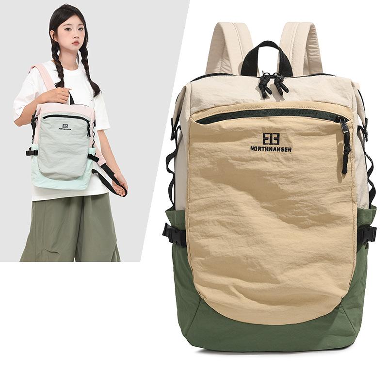 Niche backpack women's new contrasting color student schoolbag women's outdoor light travel hiking backpack
