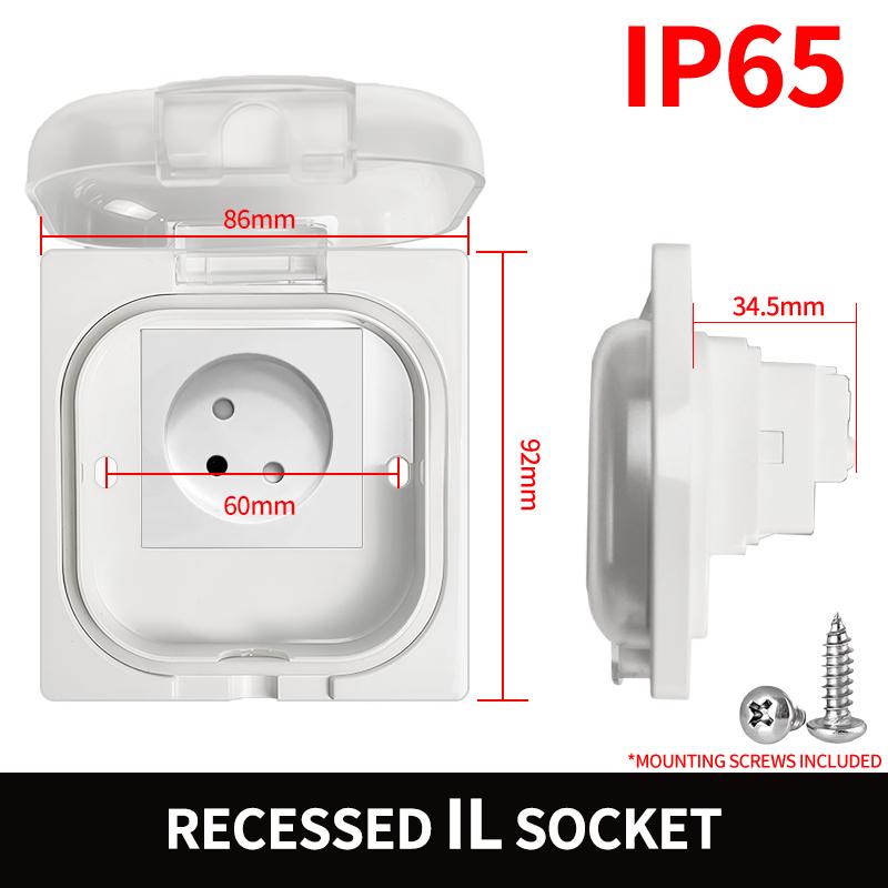 IP65 Waterproof Outdoor Socket, 16A High Power Wall Plate, 250V US/Thai Style 10A Receptacle, Bathroom & Weatherproof Electrical