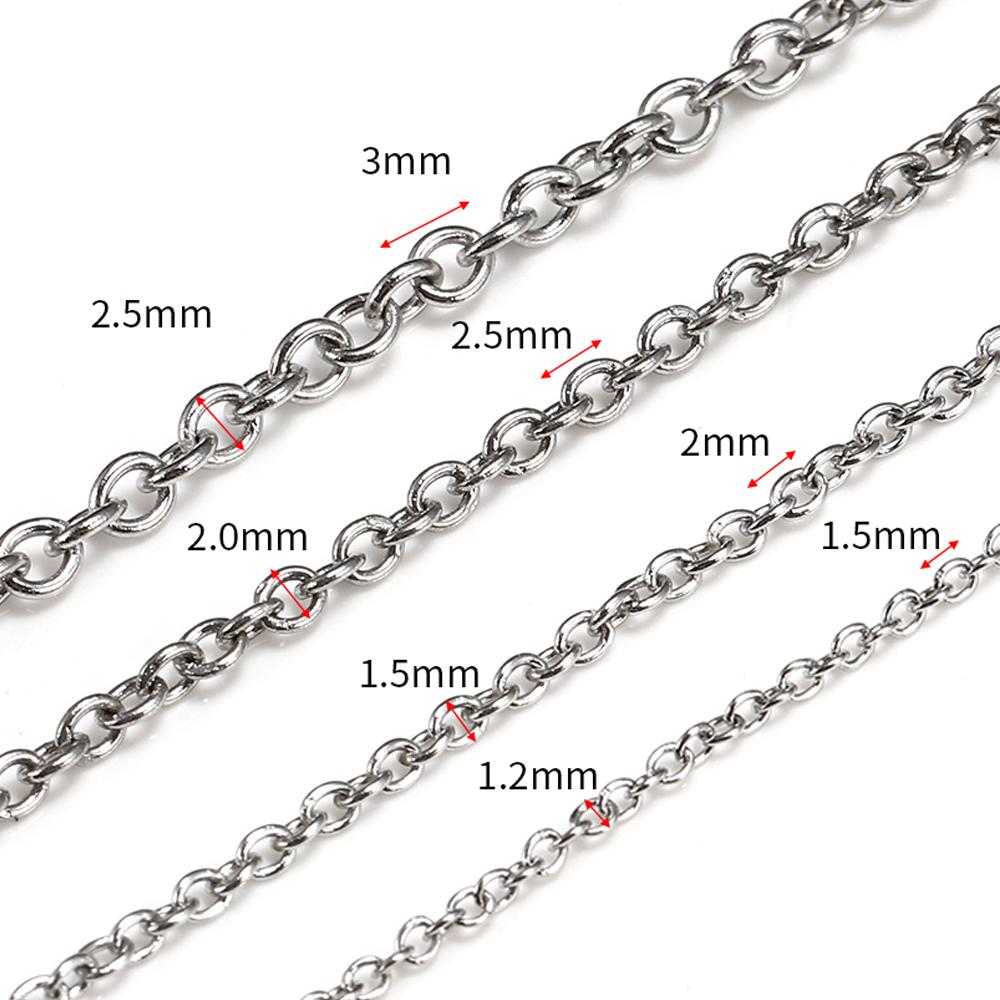 

10Meters/roll Stainless Steel O Shape Link Cable Chain Round Cross Chain for Bracelet Necklace Women DIY Jewelry Wholesale 1.2mm