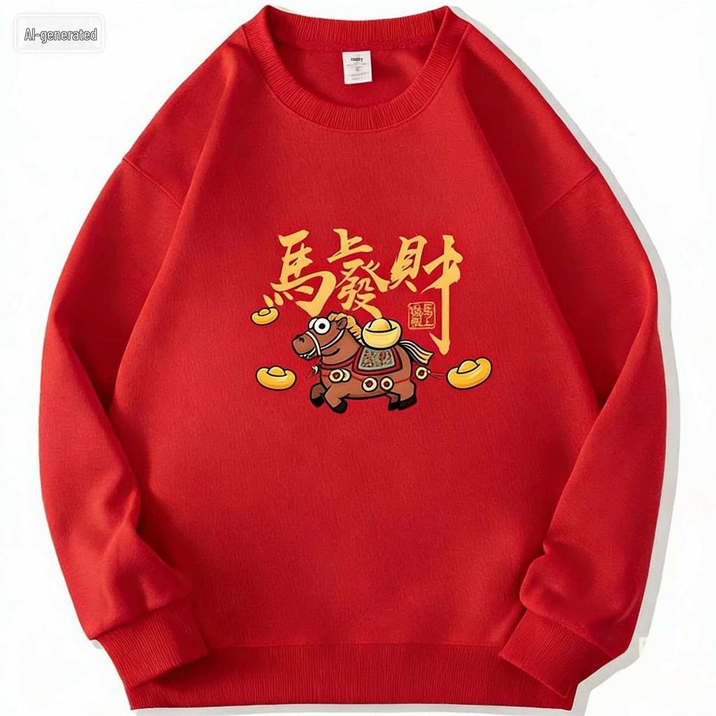 2026 Year of the Horse Red Hoodie - Festive Unisex Sweatshirt